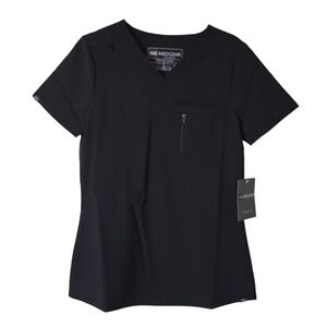 Medgear black V-neck Medical Scrub Top Womens XXS